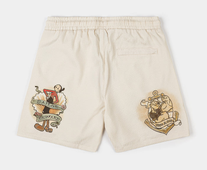 SP x Popeye Seersucker Mens Shorts (Cream/Black)