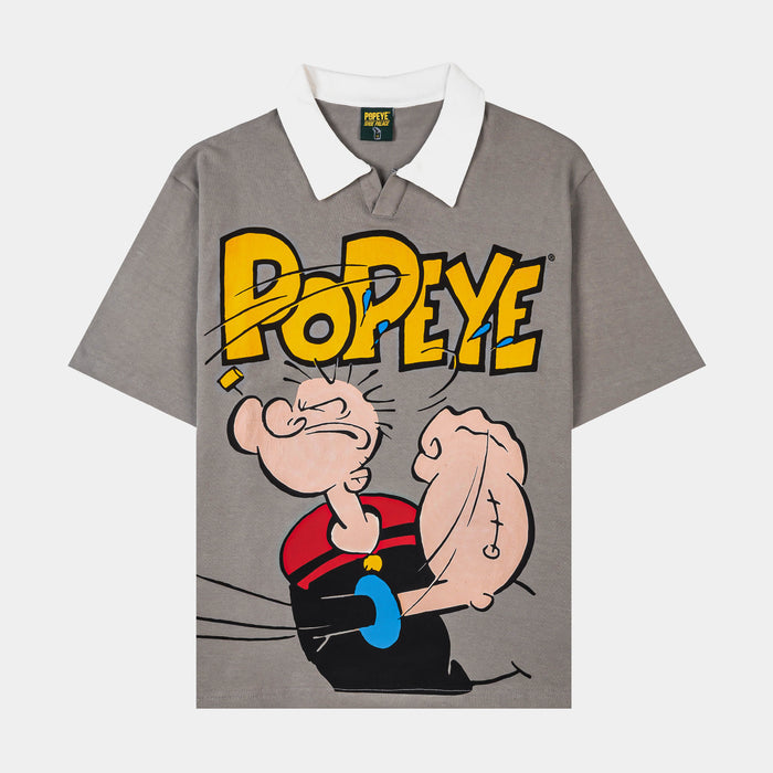 SP x Popeye Tough Stuff Polo Mens Short Sleeve Shirt (Grey/White)