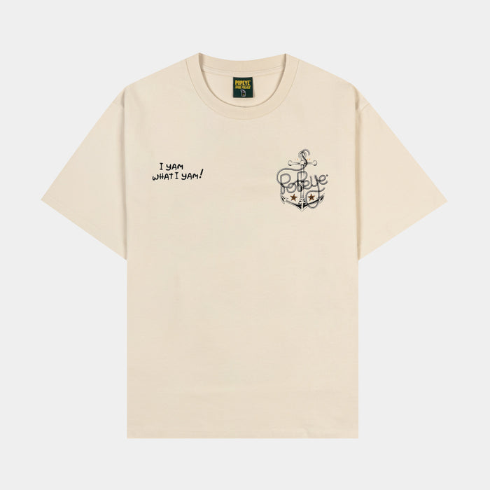 SP x Popeye What I Yam Mens Short Sleeve Shirt (Beige/Black)
