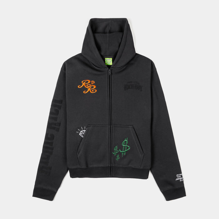 SP x Richie Rich Dirty Hands Clean Money Zip Up Mens Hoodie (Grey/White)