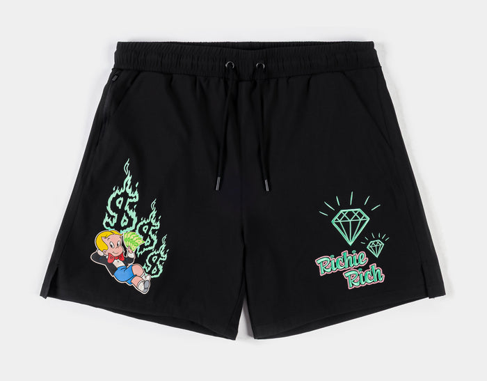 SP x Richie Rich Dollar Signs Hybrid Mens Shorts (Black/Green)