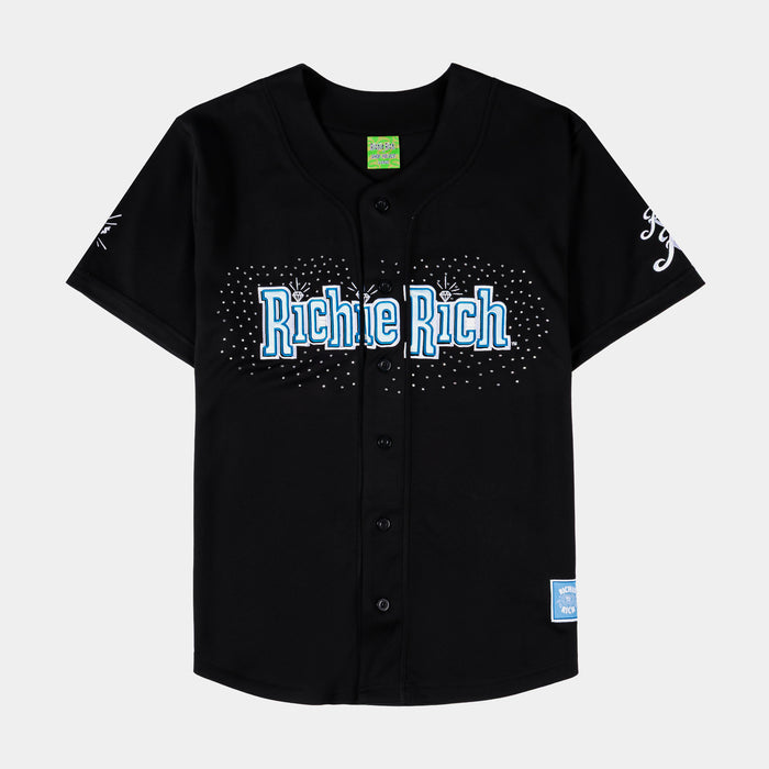 SP x Richie Rich Rhinestone Basketball Mens Jersey (Black/Blue)