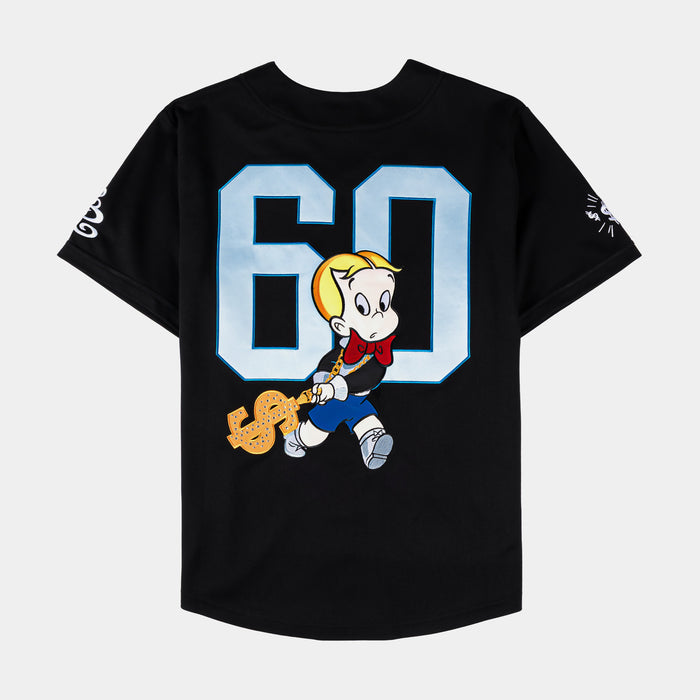 SP x Richie Rich Rhinestone Basketball Mens Jersey (Black/Blue)