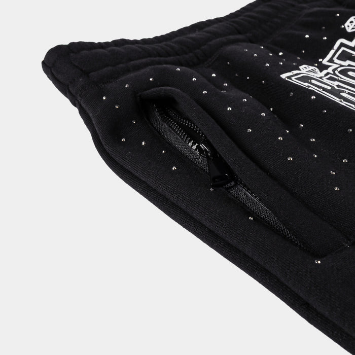 SP x Richie Rich Rhinestone Fleece Mens Shorts (Black/White)