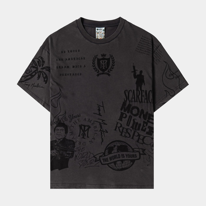 SP x Scarface All Over Print Mens Short Sleeve Shirt (Black/Black)