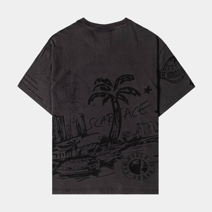 SP x Scarface All Over Print Mens Short Sleeve Shirt (Black/Black)