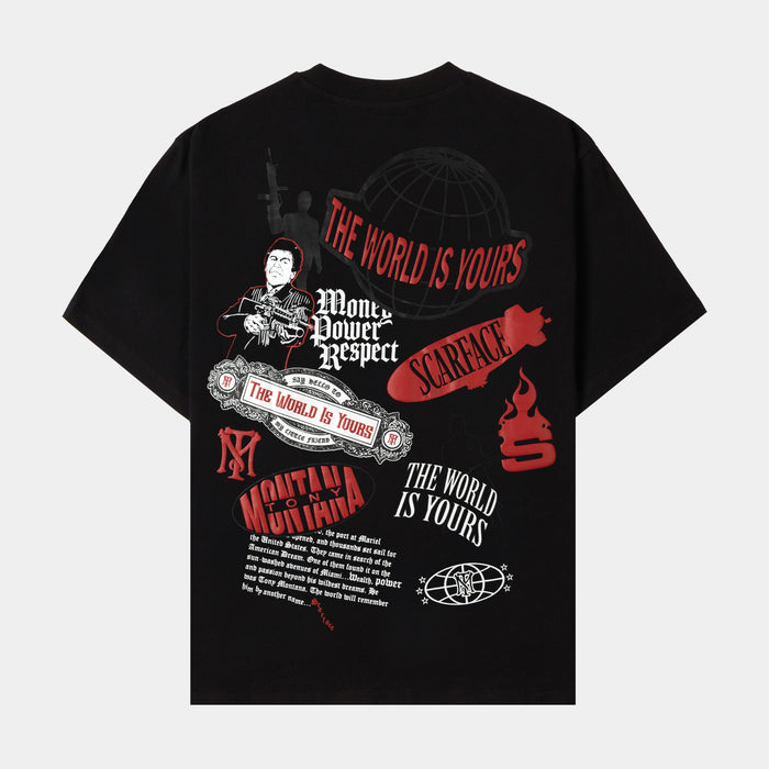 SP x Scarface Cartoon Mens Short Sleeve Shirt (Black/Red)