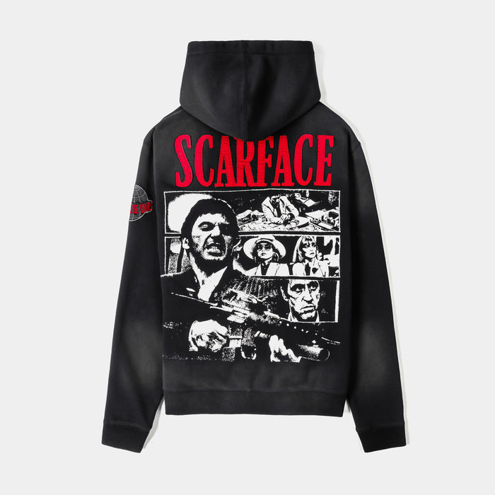 SP x Scarface Montana Washed Pullover Mens Hoodie (Black/Red)