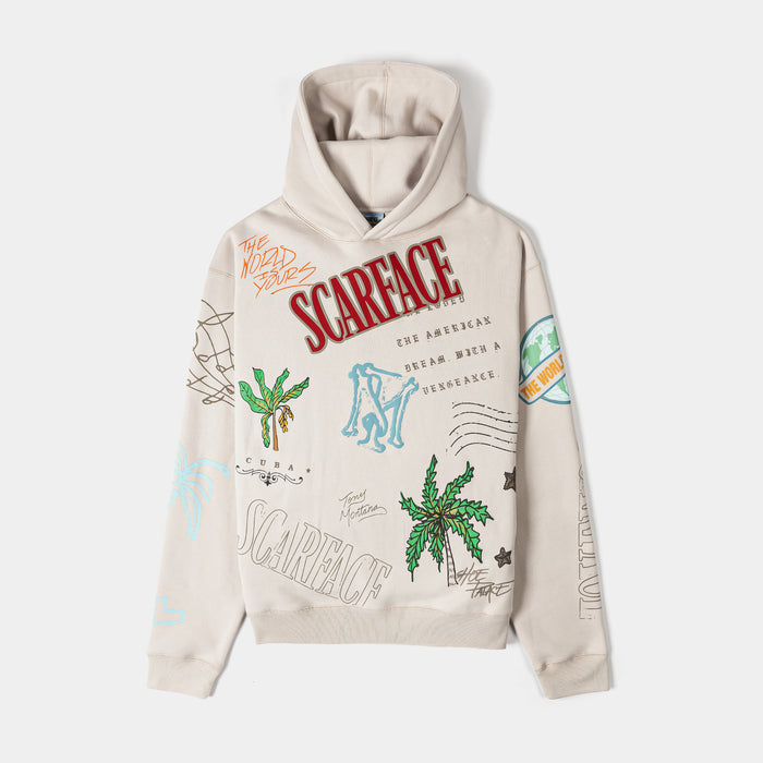 SP x Scarface Post Card Fleece Pullover Mens Hoodie (Beige/Taupe)