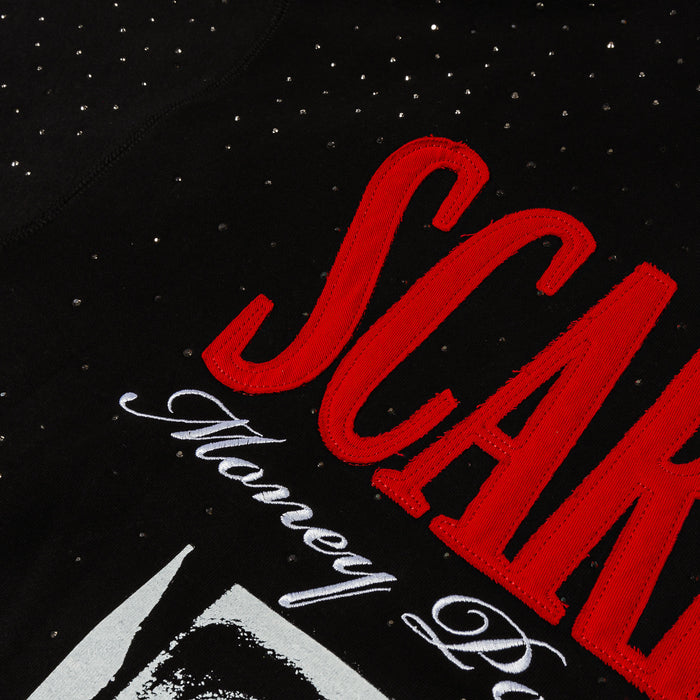 SP x Scarface Rhinestone Fleece Pullover Mens Hoodie (Black/Red)