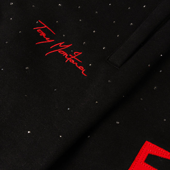 SP x Scarface Rhinestone Mens Sweatpants (Black/Red)
