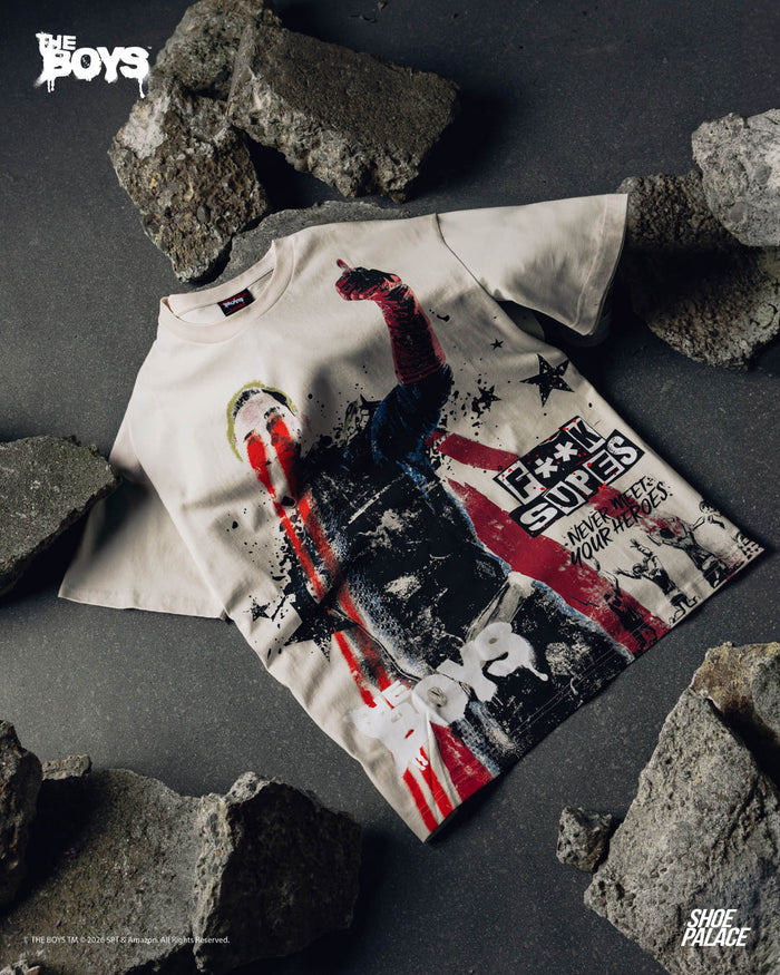 SP x The Boys Heroes Mens Short Sleeve Shirt (Beige/Red)