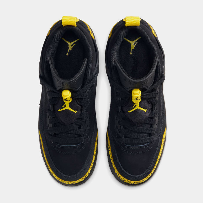 Spizike Low Grade School Basketball Shoes (Black/Black/Speed Yellow/Speed Yellow)