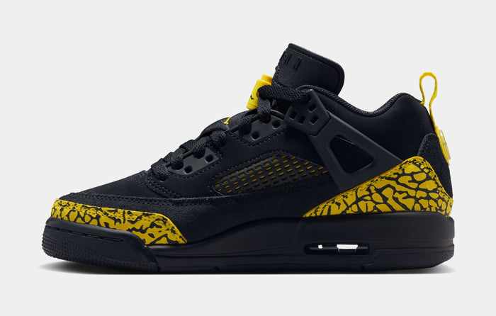 Spizike Low Grade School Basketball Shoes (Black/Black/Speed Yellow/Speed Yellow)