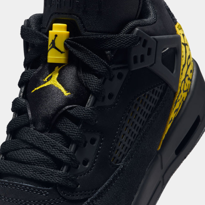 Spizike Low Grade School Basketball Shoes (Black/Black/Speed Yellow/Speed Yellow)