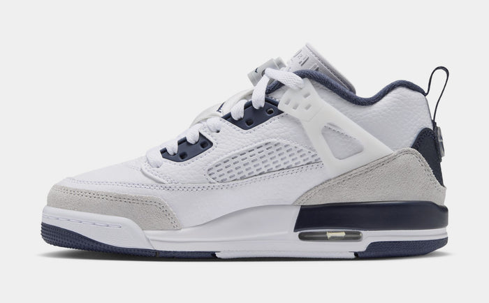 Spizike Low Grade School Basketball Shoes (White/Obsidian/Grey Fog/Pink Foam)