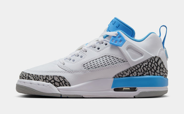 Spizike Low Grade School Basketball Shoes (White/Wolf Grey/Anthracite/University Blue)