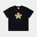 Spoiled Angel Cropped Womens Short Sleeve Shirt (Black/Silver)