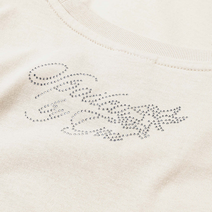 Spoiled Lips Cropped Womens Short Sleeve Shirt (Cream/Pink)