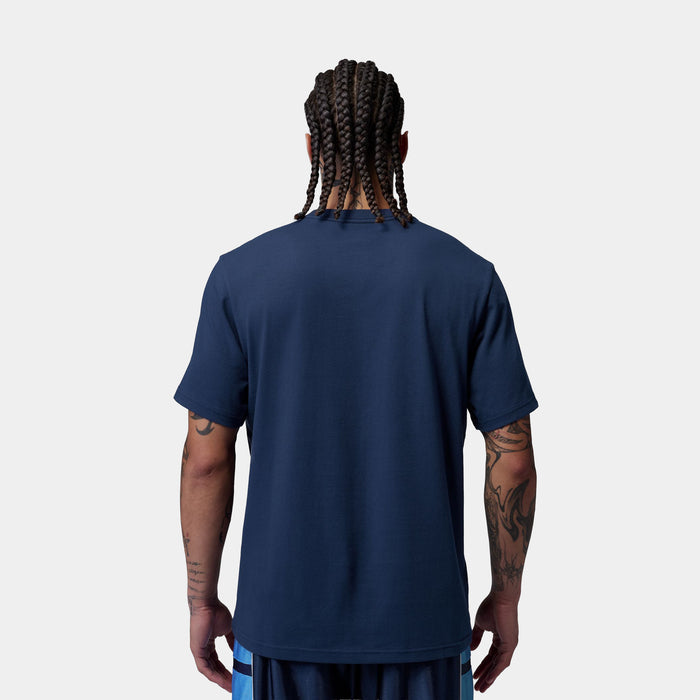 Sport Dri Fit Mens Short Sleeve Shirt (Midnight Navy/University Blue/White)