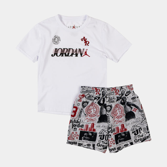 Sport Jersey and Mesh Shorts Infant Toddler Set (White/Grey)
