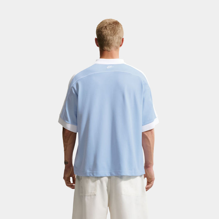 Sportswear Club Oversized Polo Mens Short Sleeve Shirt (Hydrogen Blue/White/White/White)