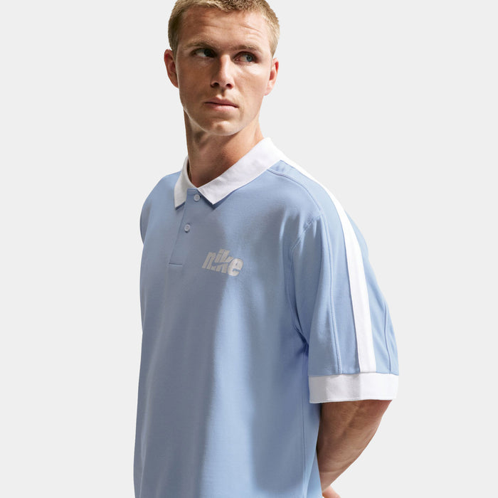 Sportswear Club Oversized Polo Mens Short Sleeve Shirt (Hydrogen Blue/White/White/White)