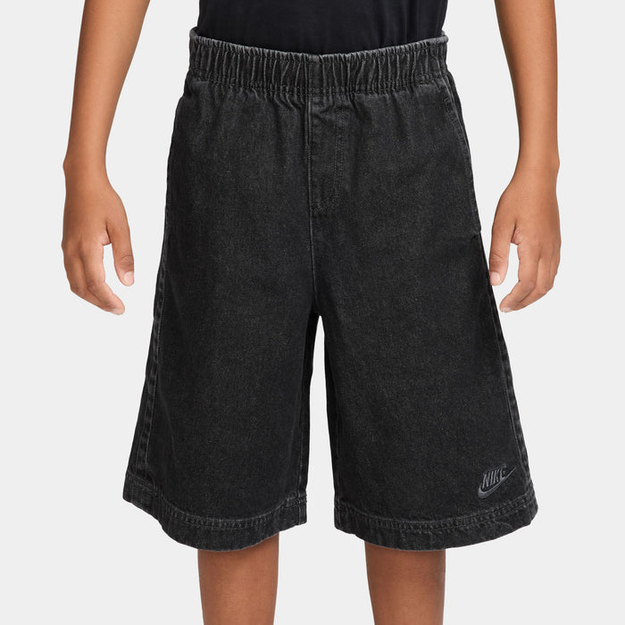 Sportswear Collection Denim Grade School Shorts (Black/Anthracite/Volt)