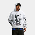 Sportswear Novelty Pullover Mens Hoodie (Birch Heather/Black/Safety Orange)
