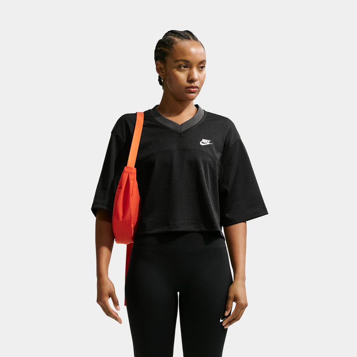 Sportswear Oversized Heritage Cropped Mesh Womens Jersey (Black/Anthracite/Sail)