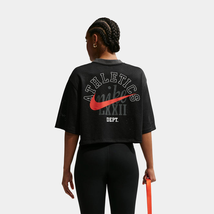 Sportswear Oversized Heritage Cropped Mesh Womens Jersey (Black/Anthracite/Sail)