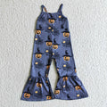 SR0066 Pumpkin Witch Web Baby Girls Halloween Strap Jumpsuits