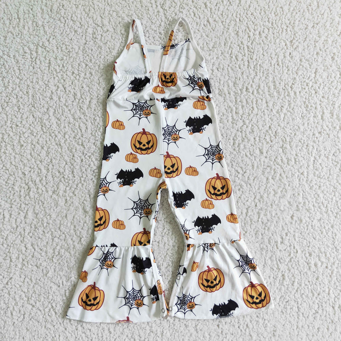 SR0067 Pumpkin Web Baby Girls Halloween Strap Jumpsuits