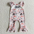 SR0091 Ghost Pumpkin Boo Print Baby Girls Halloween Romper
