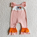 SR0092 Peace Love Pumpkin Print Baby Girls Halloween Romper