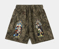 Stained Glass Camo Fleece Mens Shorts (Brown/Beige)