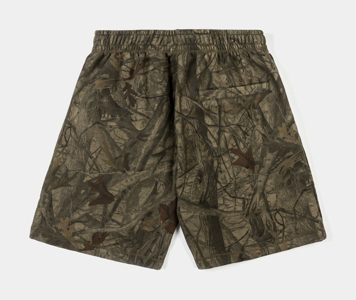 Stained Glass Camo Fleece Mens Shorts (Brown/Beige)