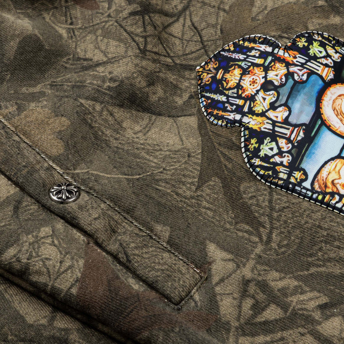 Stained Glass Camo Fleece Mens Shorts (Brown/Beige)
