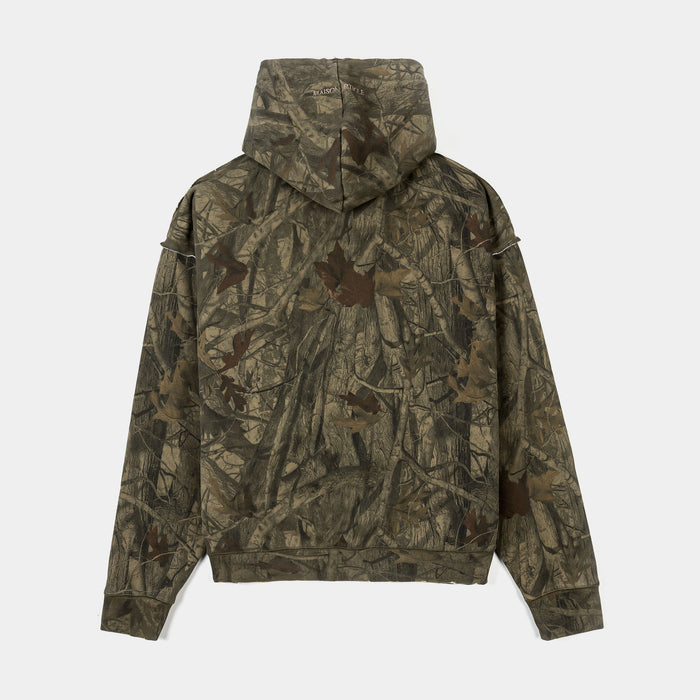 Stained Glass Camo Fleece Zip Up Mens Hoodie (Brown)