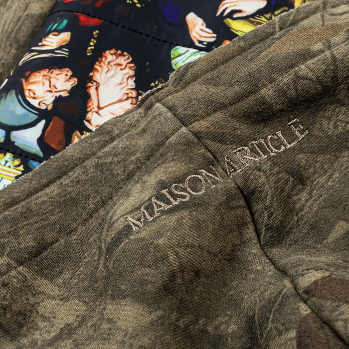 Stained Glass Camo Fleece Zip Up Mens Hoodie (Brown)