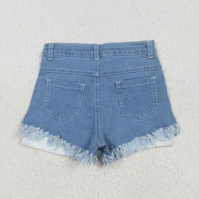 Stars Stripes Blue Denim Baby Girls 4th of July Shorts  NC0003