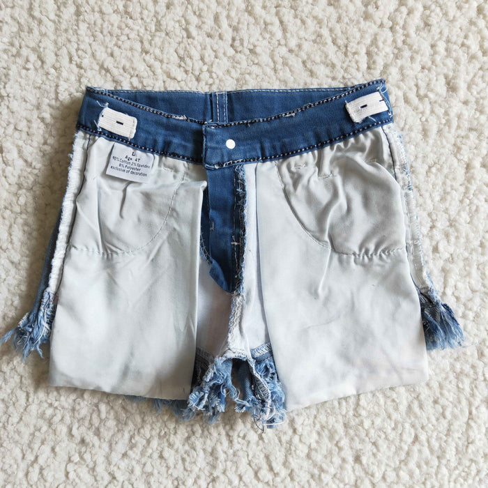 Stars Stripes Blue Denim Baby Girls 4th of July Shorts  NC0003