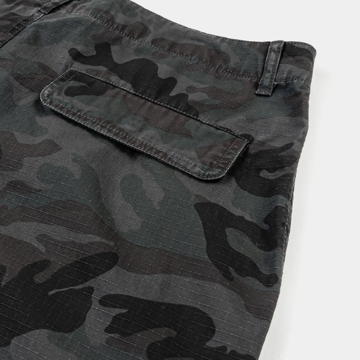 Studded Camo Cargo Mens Shorts (Black/Grey)