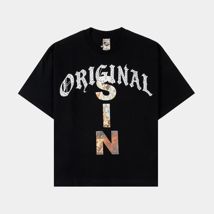 Studded Logo Mens Short Sleeve Shirt (Light Black/White)