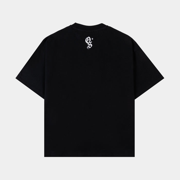 Studded Logo Mens Short Sleeve Shirt (Light Black/White)