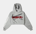 Studio Fleece Cropped Oversized Pullover Womens Hoodie (Dark Grey Heather/Sail)
