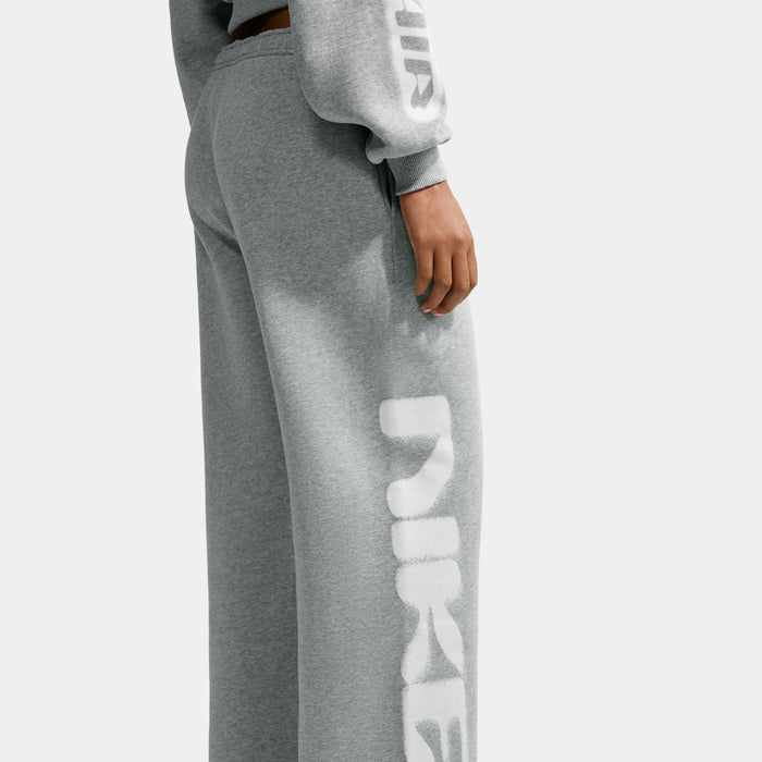 Studio Fleece Oversized High Rise Straight Womens Pants (Dark Grey Heather/Sail)