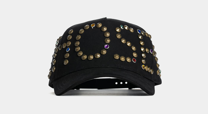 Studs Snapback Mens Hat (Black/Gold)