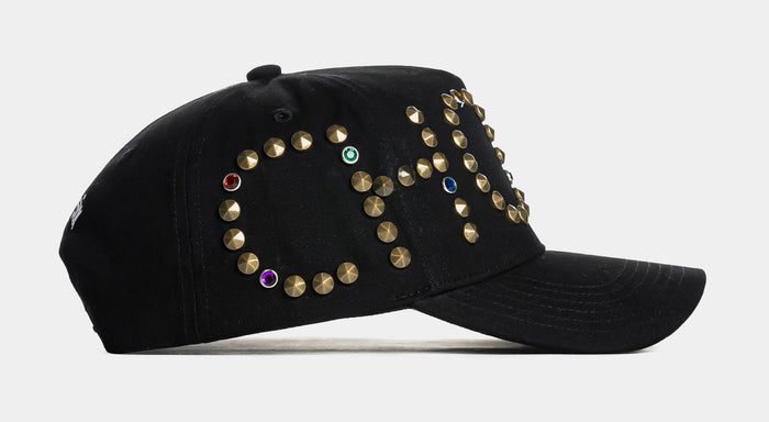 Studs Snapback Mens Hat (Black/Gold)