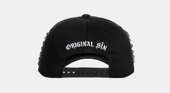 Studs Snapback Mens Hat (Black/Gold)